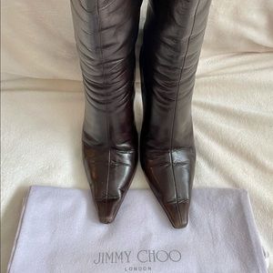Jimmy Choo Orchid Boots Kid Leather Coffee